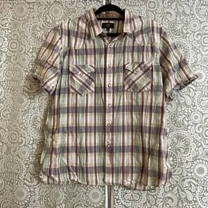 Frye Western Pearl Snap Plaid Shirt XXL